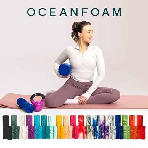 Ripple Travel Foam Roller (11" x 3.35") Firm Mini Foam Roller for Physical Therapy, Deep Tissue Massage, Back Pain - High Density, Ergonomic Wave Textured - Yoga, Exercise (Royal Blue) - color: Royal Blue
