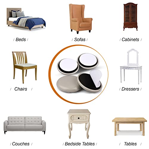 1-1/4" Furniture Sliders for Carpet & Hardwood Floors, 24PCS Furniture Pads for Quickly and Easily Move Any Item and Protect The Floor