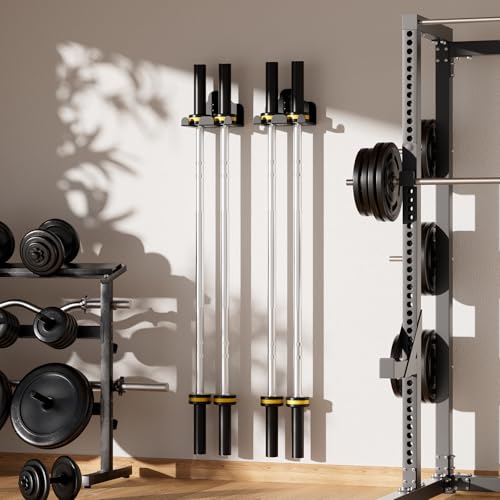 JNIHEEP Barbell Wall Holder,Olympic Barbell Hanger,Home Gym Bar Wall Rack - color: Black 2 hooks