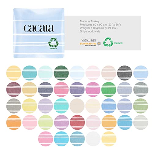 Cacala 100% Turkish Cotton Kitchen Tea Towels, Highly Absorbent Luxury Soft Quick Drying Dish Towel with Hanging Loop for Gym, Yoga, Bath, Sports, Cleaning and Kitchen (23 x 36), Blue - color: Blue