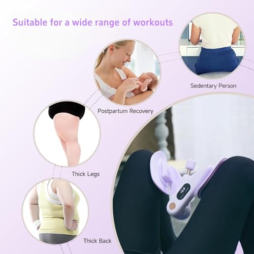 Upgraded Purple Inner Thigh Exerciser with LED Display, 0-70lb Adjustable Inner Thigh Exerciser, Pelvic Floor Muscle Trainer, 360°Hip Trainer for Women Postpartum Recovery