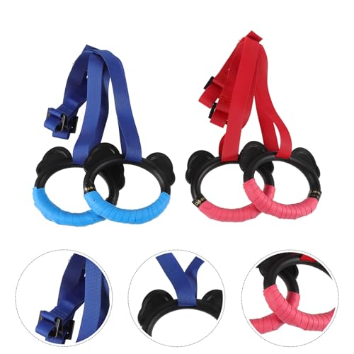 ’s Gymnastic Rings Set 2 Pairs with Adjustable Straps, Sturdy Plastic Pull-up Rings for Indoor Fitness and Exercise Training at Home