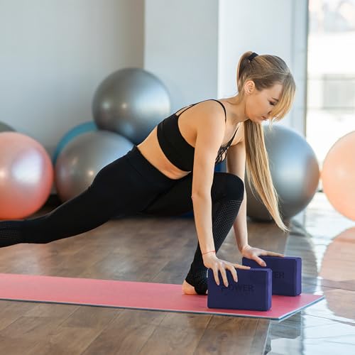 Power Systems Yoga Block | Commercial Grade Foam, Lightweight, Durable Ergonomic Support for Home and Studio Use | Yoga, Pilates, Meditation, Flexibility, and Balance with Textured Non-Slip Grip and Smooth Edges