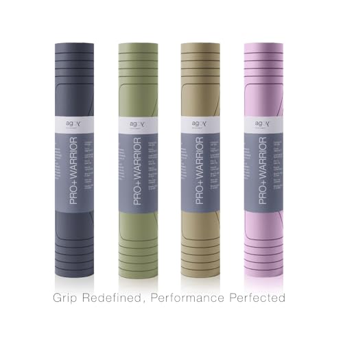 agoy PRO+ WARRIOR - Premium Non-Slip Yoga Mat – Eco-Conscious Design - PU Mat With Wet/Dry Grip+ - Focus Alignment - Lazer-Etched Technology - A Portable Standard Size Mat for All Styles of Yoga