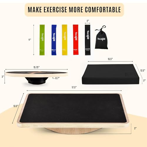 Yes4All Versatile Wooden Wobble Balance Board, Balance Trainer for Mobility Training, Standing Desk, Core Training, Exercise Balance Stability Trainer