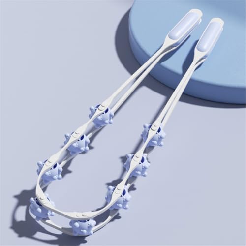 Manual Back Massage Roller Rope, Handheld Massage Ball Roller Anti Cellulite Massage Roller, Fascia Roller Manual Massage Strap for Back Neck Shoulder Waist Leg Muscle Exercise Massage Roller (Blue) - color: Blue