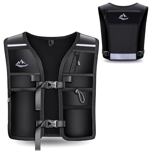 ISEYOU Running Vest for Women Men, Reflective Hydration Vest with Adjustable Waistband & Phone Pocket, Lightweight Breathable Running Water Vest for Jogging Hiking Trail Cycling and Marathon Race - size: Medium