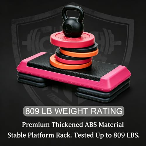 Aerobic Step Platform Height Adjustable Workout Step - color: Double-layer Base-Rose & Black