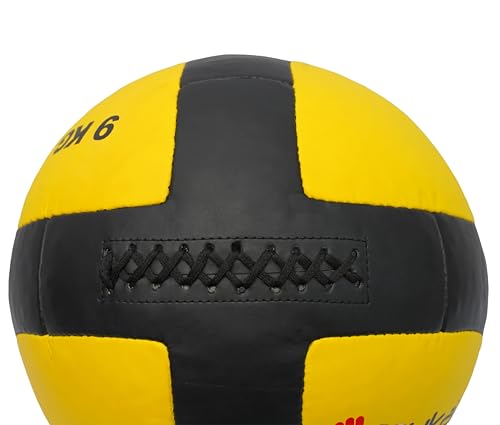 9 kg Wall Ball Soft Synthetic Leather Shell Weighted Medicine Ball for Pilates, Yoga, Strength Training & Physical Therapy with Non-Slippery Grip