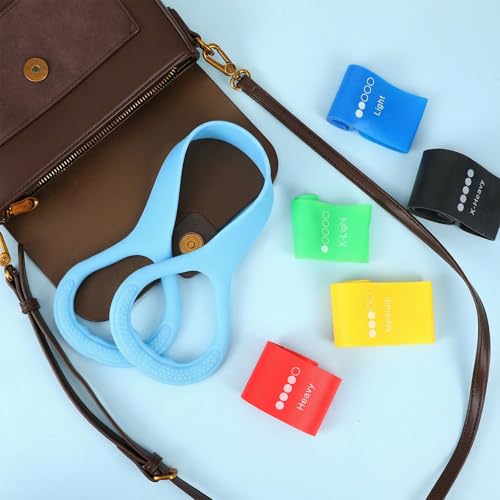 6 Pcs Figure 8 Resistance Band, Arm Resistance Bands with Handles, Loop Stretch Exercise Band Set for Physical Therapy, Yoga, Pilates, Women & Men