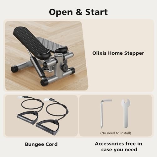 OLIXIS Stepper Machine with Resistance Bands - Mini Stair Stepper for Home Exercise, Portable Weight Loss & Full Body Workout Equipment