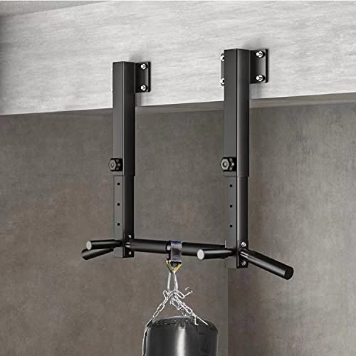 Wall Mount Pull Up Bar, Joist Beam Rafter Mount Pull-up Bar, Ceiling Mounted Chin Up Bar for Home Gym with Punching Bag Hanger - color: Black1