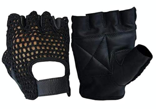 A&H Apparel Leather Net Driving Weight Training Cycling Wheelchair Fitness Gloves