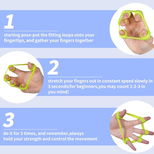 Hand Grip Strengthener, Finger Exerciser, Grip Strength Trainer (6 PCS),New Material,Forearm Grip Workout, Finger Stretcher, Relieve Wrist Pain, Carpal Tunnel, Trigger Finger, Mallet Finger