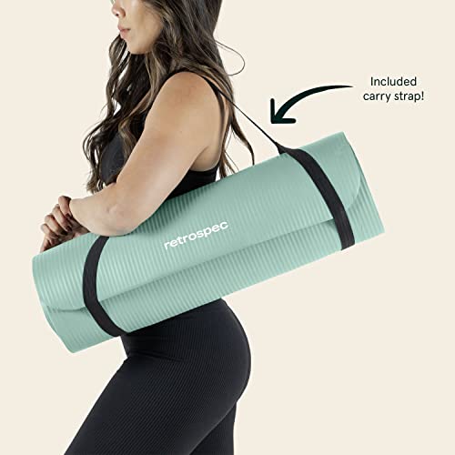 Retrospec Solana 1" Extra Thick Yoga Mat Non Slip Exercise Mat w/Strap