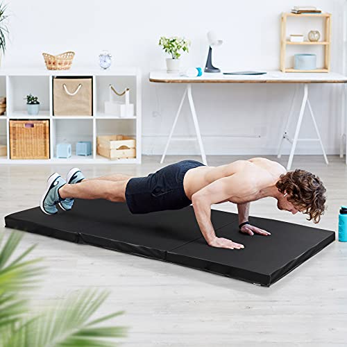 ZENY 2’’ Thick Tri-fold Folding Gym Exercise Mat Extra Thick Gymnastics Mat Tumbling Mat with Carrying Handles for Home Workout, Core Workouts, Stretching, MMA, Yoga