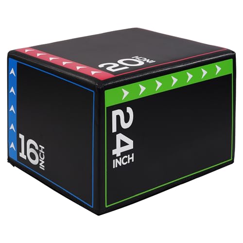 BalanceFrom 3-in-1 Foam Plyometric Jump Box for Home Gym with Multiple Height Options – Versatile Plyo with Non-Slip Surface for Strength, HIIT, Step-Ups, and Agility Training