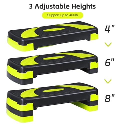 LEMY Adjustable Workout Aerobic Stepper, Exercise Step Platform for Home, Fitness, Gym, Strength Training - color: Black/Yellow