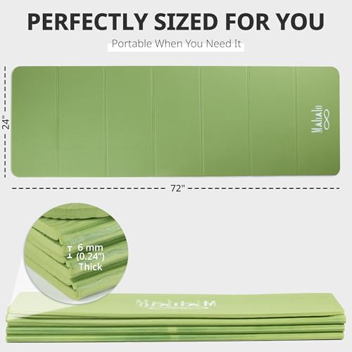 Foldable Yoga Mat + Carry Bag, 6mm 7-fold Workout Mat, Easy to Store, Anti-Slip Folding Exercise Mat for Yoga, Pilates, Home Workouts, and Floor Exercises