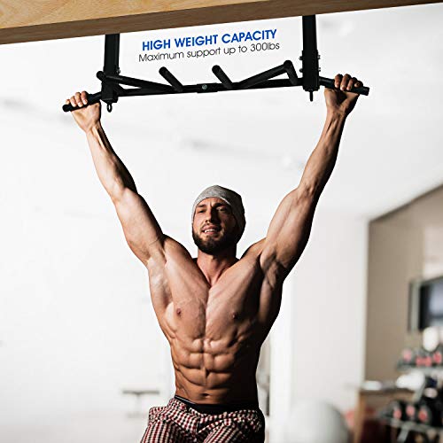 Yes4All Heavy Duty Wall Mounted Pull Up Bar – Multi-Grip Ceiling/Joist Mount Chin-Up Bar for Home Gym Strength Training, 300 lb Capacity, 5 Grip, Steel, Joist Mount, Black - color: Black
