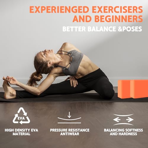 Yoga Block - Supportive Latex-Free Eva Foam - Soft Non-Slip Surface with Beveled Edges for Yoga, Pilates, Meditation - Yoga Accessories for Stability, Balance, Deepen Stretches