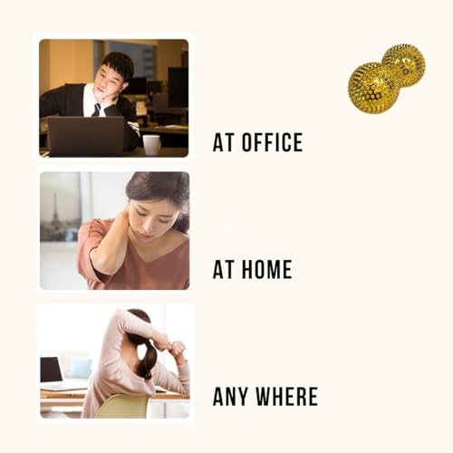 Acupoint Physical Golden Massage Therapy - 2 PC Spiky Metal Coated Deep Tissue Hand Massage Balls for Acupressure Tissue Massage Trigger Point Therapy, Reflexology and Magnet Therapy (2 Inch)