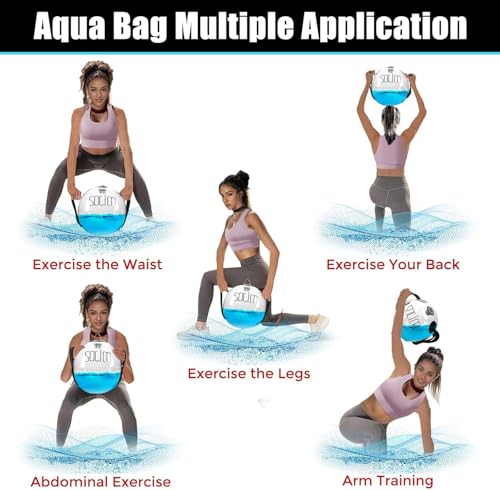 Solim Water Weights Aqua Bag Ball Shape, Sandbag Alternative for Strength Training, Portable Stability Fitness Equipment, Ultimate Core & Balance Trainer for Home Gym