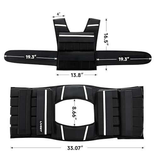 Adjustable Weighted Vest for Men Women, 20lb 30lb 45lb 60lb Weight Vest with 20 Removable Weights, Heavy Duty Running Vest with Reflective Strips for Walking Strength Training Calisthenics