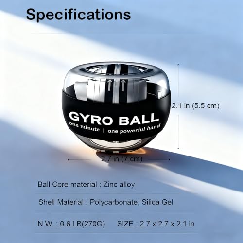 Auto-Start Wrist Power Gyro Ball with LED Lights, Wrist Strengthener and Forearm Exerciser for Stronger Arm Fingers and Muscle - color: Colourful Light-Transparent