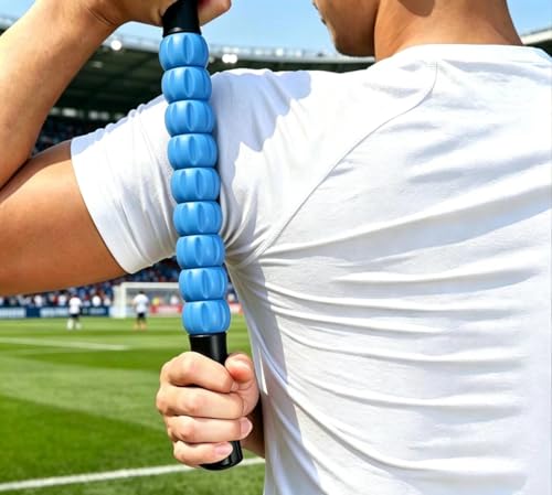 Muscle Roller Stick - A Full-Body Massage Roller that Can Relieve Muscle Soreness, Cramps and Tension After Exercise. It is a Handheld Physical Therapy and Recovery Tool(Black and Blue) - color: Blue