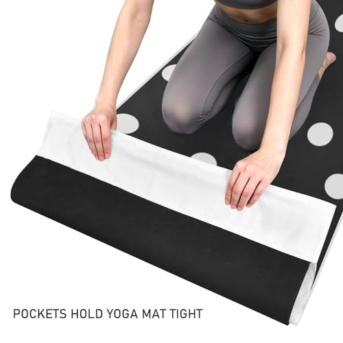 Black and White Polka Dot Yoga Mat Towel, Non-Slip Sweat Absorbent Lightweight Yoga Towel for Hot Yoga, Pilates, Fitness and Workout, Travel 72" x 27" Machine Washable