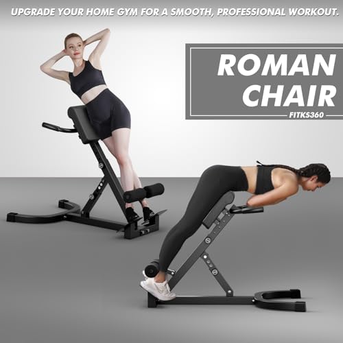 Hyper Back Extension Roman Chair 440LBS Angle & Height Adjustable Bench for Glutes, Hamstrings & Lower Back, Multi-Functional Foldable Full Body Workout for Home Gym
