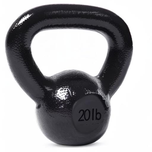 JFIT Cast Iron Kettlebell – Single Weight, Flat Bottom, Polished Handle | Men & Women | CrossFit, Cardio & Strength Training - size: 20.0 Pounds