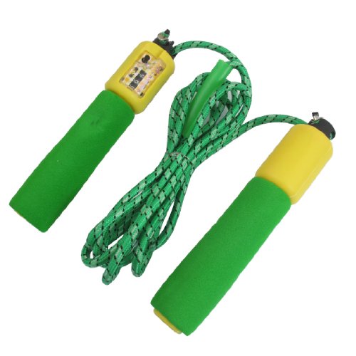 Ruilogod 9.35Ft Green Yellow Plastic Sponge Handle Digital Counter Skipping Rope (id: d07 bc9 fa3 523 623
