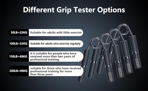 Grip Strength Trainer 4 Pack,50LB-200LB Hand Exerciser Gripper Forearm Finger Strengthener Non-Slip Suitable for Hand Rehabilitation Finger Strength Training, Muscle Building, Home Gym - color: Black,4Pack,50-200LB