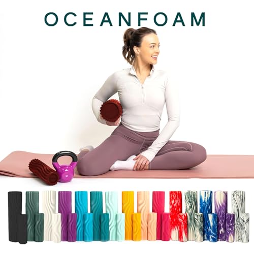 Tidal Roller - Maroon - Muscle Massage Foam Roller for Back Pain & Stretching - Firm and Ergonomic Wide Wave Textured - Yoga, Athletics, & Wellness - Full Size, 20" x 5" - color: Maroon
