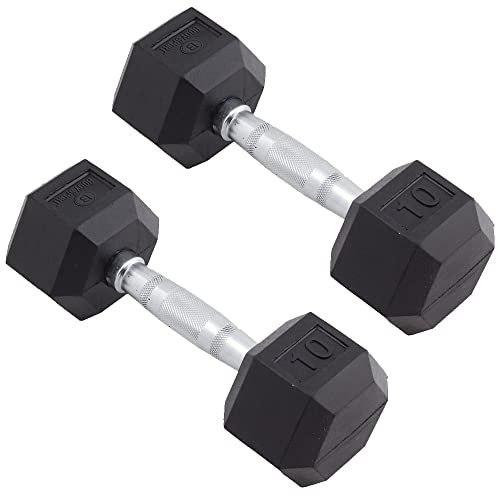 Body Sport Rubber Encased Hex Dumbbell Weight, Pair – Dumbbells for Exercises – Strength Training Equipment – Home Gym Accessories – Weight Training