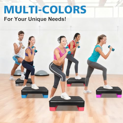 18'' Adjustable Aerobic Step Platform, Adjustable Fitness 4-6in Exercise Stepper Workout with 2 Risers, Aerobics Stepper Workout Stepper for Home Gym Cardio Strength & Training