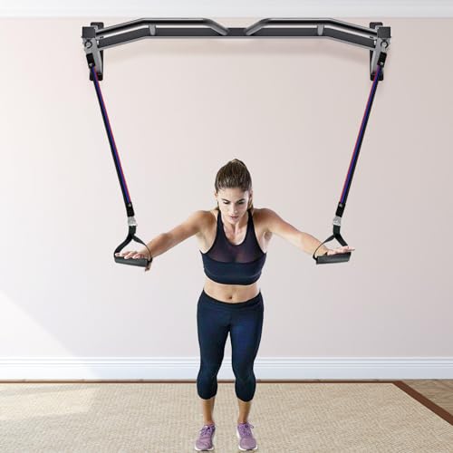 Kipika 48" Ceiling Mounted Pull Up Bar, Heavy Duty Multi-Grip Chin Up Bar,Mounted Pullup Bar, Adjustable Height, Pull Up Bands for Chin Ups & Body Stretching, Ideal for Home Gym and Strength Training - color: 48" Wall Mounted Pull Up Bar