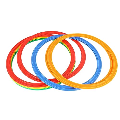 Hopscotch Rings, 10PCS Plastic Round Hoops with 10 Connectors for Toddlers Gross Motor Skills, 11 Inch Indoor Outdoor Agility Rings for Kids Playground Obstacle Course