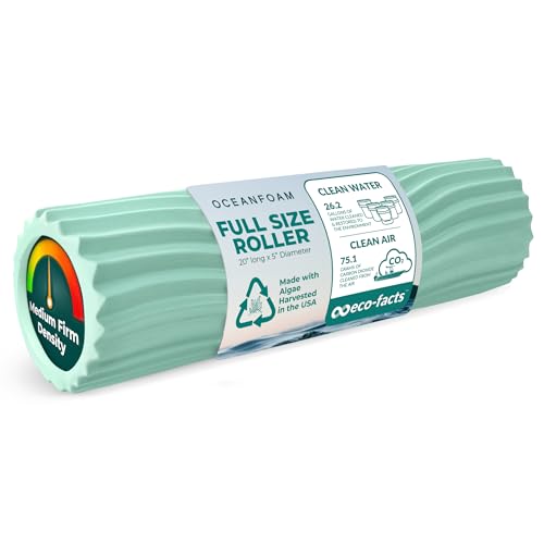 Tidal Roller - Seafoam - Muscle Massage Foam Roller for Back Pain & Stretching - Firm and Ergonomic Wide Wave Textured - Yoga, Athletics, & Wellness - Full Size, 20" x 5" - color: Seafoam