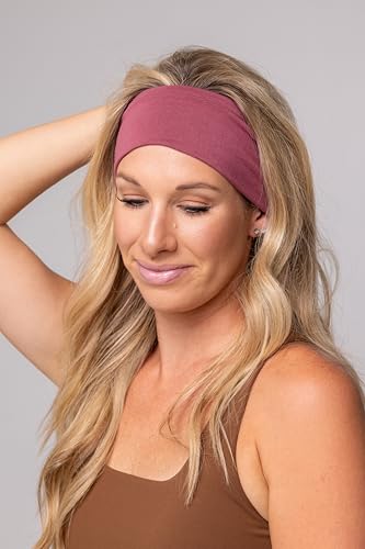 4" Wide Workout Headbands for Women (4 Pack) – Non-Slip Sweatbands for Gym, Running & Yoga - color: Muted