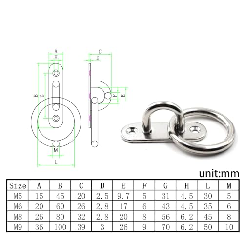 Ceiling Wall Mount Hook Heavy Duty Anchor with Ring 5mm 3/16" 304 Stainless Steel Great for Yoga Swings Hammocks/Boat Rigging/Marine Deck Hardware/Suspension Training Straps - color: 5mm ellipse with ring