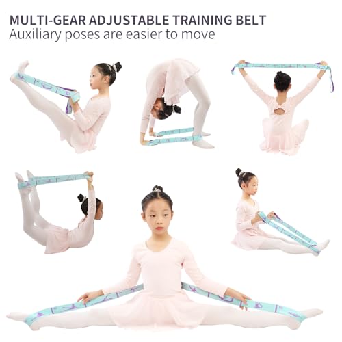 Extended 8 Loops Kids' Elastic Band – Adjustable Dance & Gymnastics Stretch Strap for Children's Training, Yoga, Pilates, and Ballet Resistance Home Workout - color: Blue