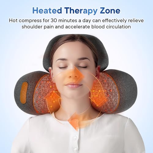 3-in-1 Cordless Heated Neck Massager Pillow for Pain Relief Deep Tissue