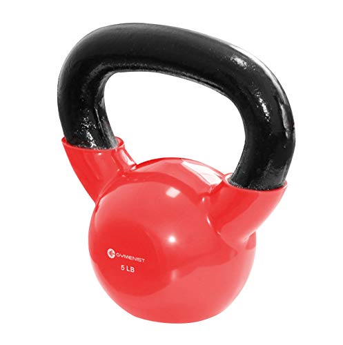 GYMENIST Iron Exercise Kettlebell, Vinyl Coated, Fitness Body Workout Equipment Kettle Bell, Choose Your Weight Size
