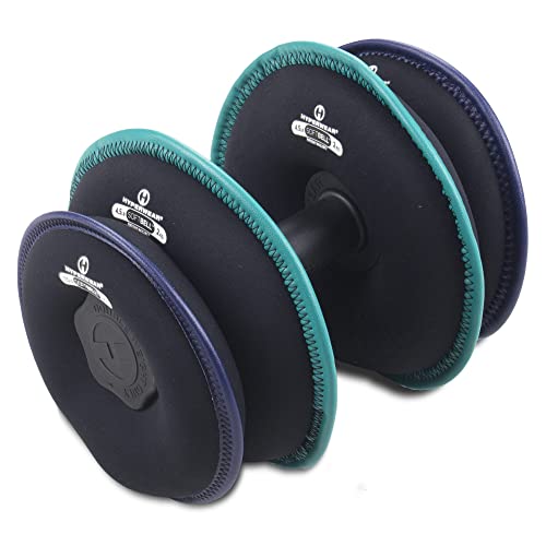 HYPERWEAR SoftBell Adjustable Dumbbells – Soft Neoprene Weight Plates with Easy-Grip Handle, Modular Dumbbell System for Home Gym, Strength & Functional Training (3-40 lbs) - color: (G) 25-Pound | Indigo Green | Single | 4 Plates