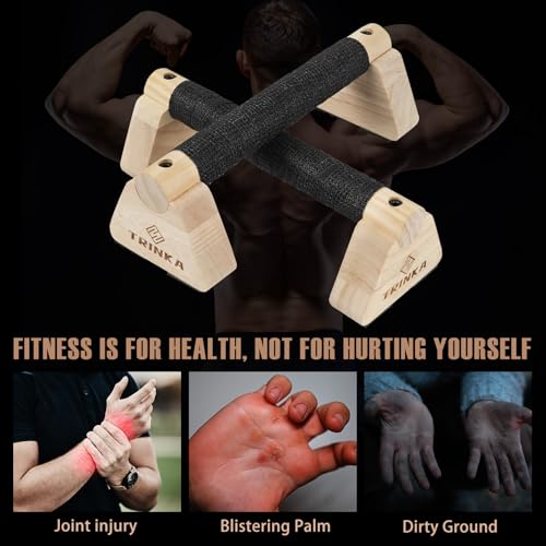 Wooden Parallettes Push Up Bars, 2 PCS Wood Calisthenics Bars with Non-Slip Base, Pushup Handles for Floor Home Fitness, Workout Equipment for Men and Women Strength Training - size: 25cm