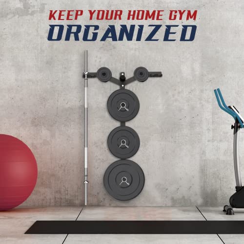 Yes4All 6 Pegs & 4 Barbell Storage Racks Load Up to 1190 LBS - Wall Mounted Weight Plate Tree & Barbell Holder - color: A. Wall Mounted (Black), style: A. Wall Mounted