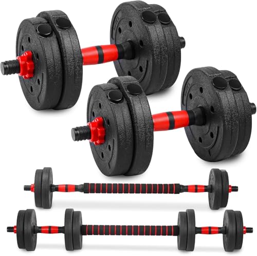 Adjustable Dumbbells Set of 2,Free Weight Set with Connector,Used as Barbell, Kettlebells, Push up Stand, Weight Plate, Fitness Exercises for Home Gym Suitable Men/Women - color: Red45lbs(22.5lbs*2)